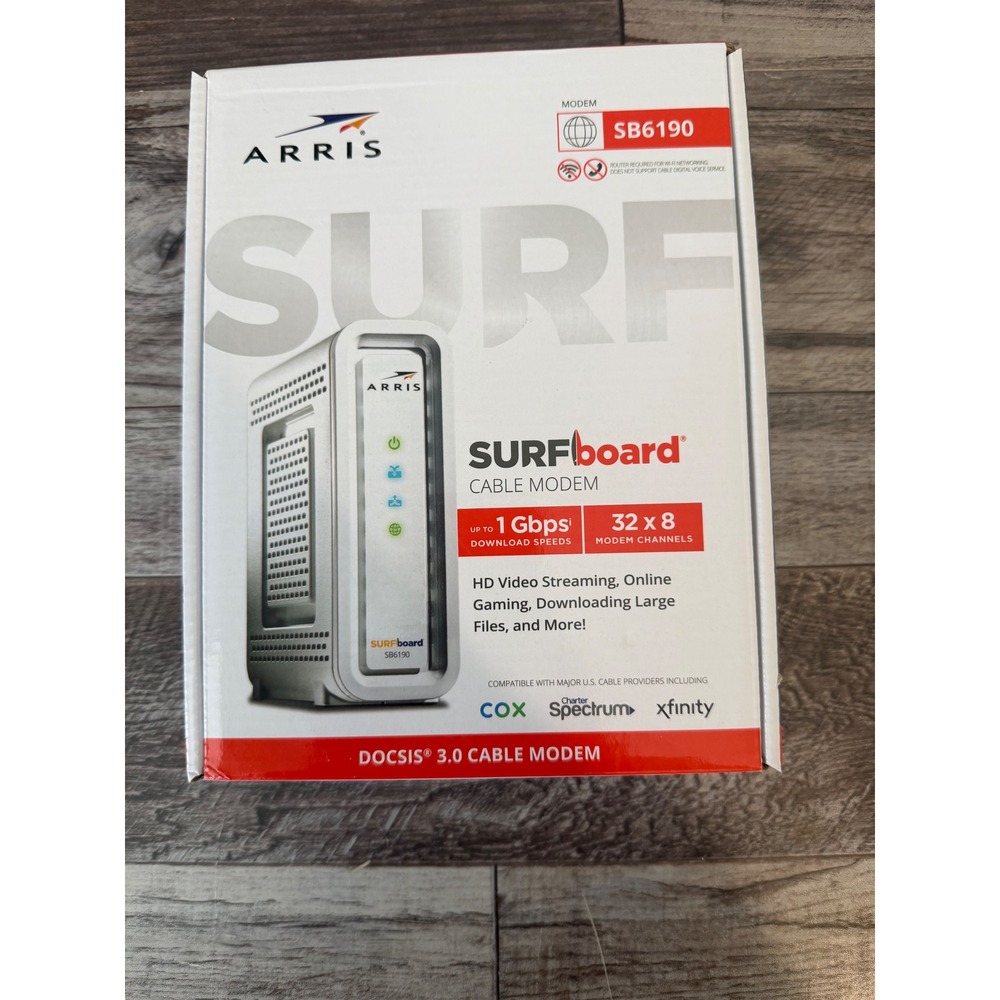 Arris SURFboard SB6190 Cable Modem White DOCSIS 3.0 High Speed Gaming